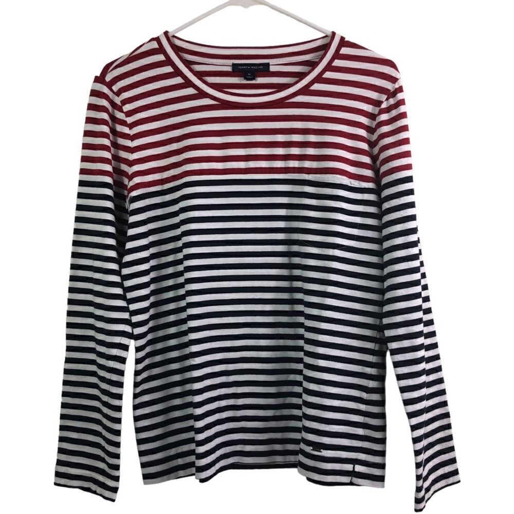 Tommy Hilfiger Red, White & Black Striped T-Shirt